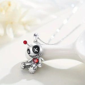New Voodoo Doll Red Heart Pendant Necklace